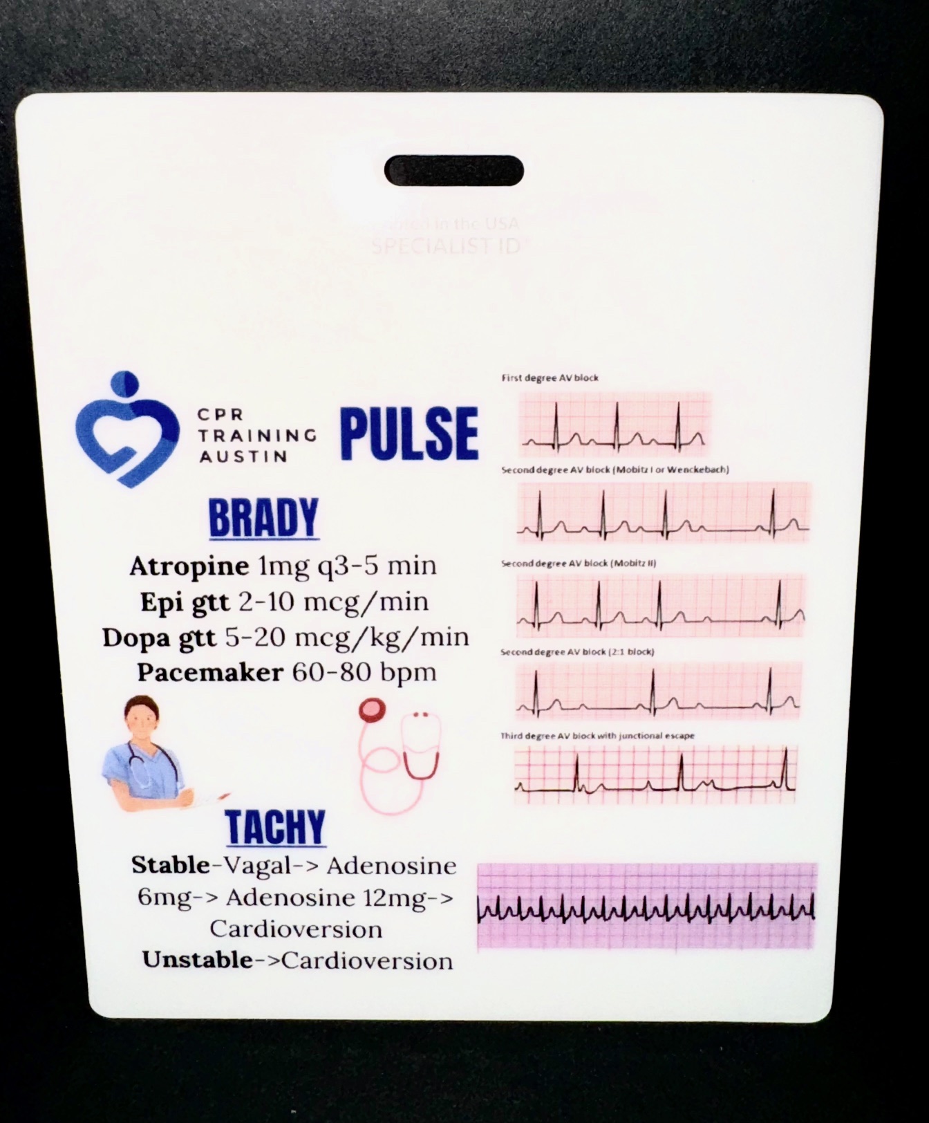 ACLS Badge Buddy - Quick Reference for EKGs, Algorithms & Pharmacology